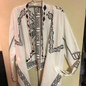 Black & white geometric embroidery jacket